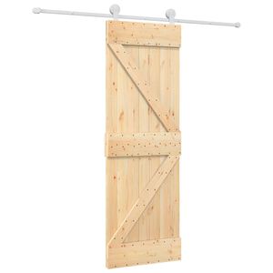 vidaXL Schiebet&uuml;r Nat&uuml;rlich und Wei&szlig; 70 x 210 cm Massivkiefer