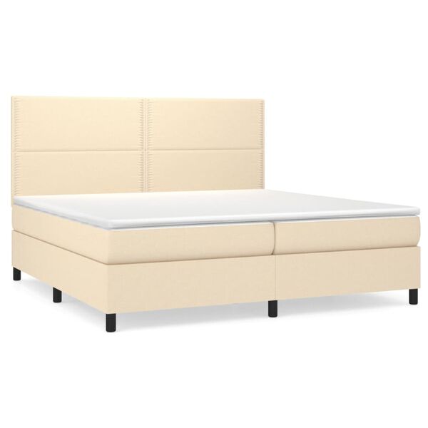 vidaXL Boxspringbett mit Matratze Creme 200x200 cm Stoff