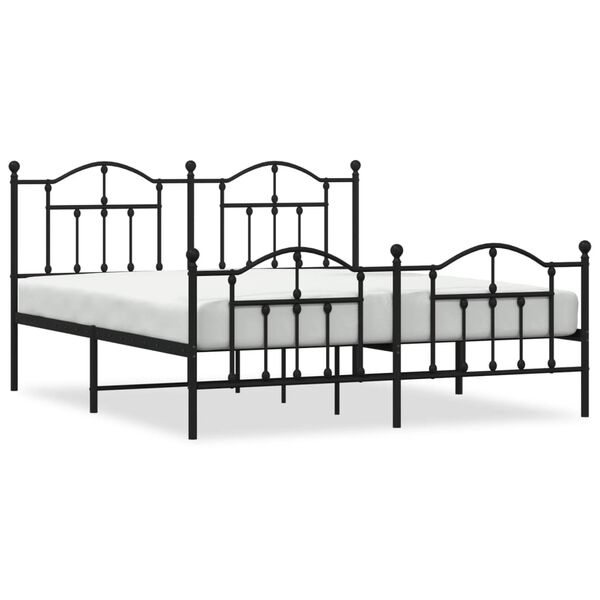 vidaXL Metallbett ohne Matratze mit Fu&szlig;teil Schwarz 180x200 cm