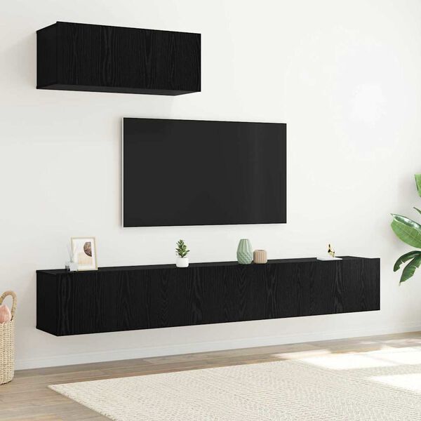 vidaXL TV-Schrankset 3 pcs Schwarz Eichen-Optik Holzwerkstoff