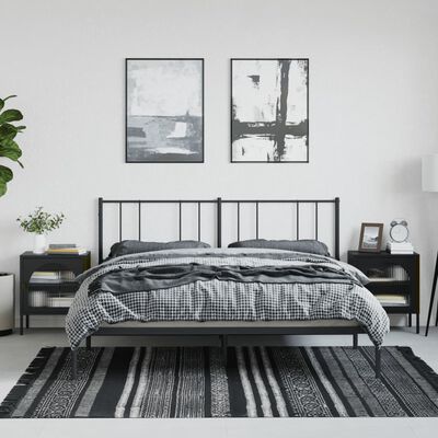 vidaXL Nachttische 2 Stk. Schwarz 50x35x60 cm Glas und Stahl