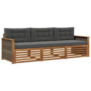 vidaXL Outdoor-Sofagarnitur 3 stk. Natur und Anthrazit