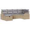 vidaXL Garten-Sofa-Set mit Kissen mit Speicher 6 pcs Beige Poly Rattan
