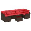 vidaXL Gartensofa-set mit Kissen 8 pcs Beige und Rot Poly-Rattan