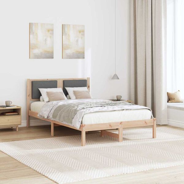 vidaXL Bettrahmen Dunkelgrau 120 x 190 cm Massives Kiefernholz