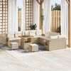 vidaXL Gartensofa-set mit Kissen mit Speicher 13 pcs Beige Poly-Rattan