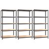 vidaXL Regale mit 5 B&ouml;den 3 Stk. Anthrazit Stahl & Holzwerkstoff