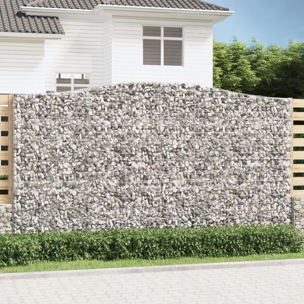 vidaXL Gabionen mit Hochbogen 4 Stk. 400x30x220/240cm Verzinktes Eisen
