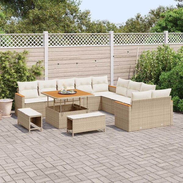 vidaXL Gartensofa-set 13 pcs Beige Poly-Rattan