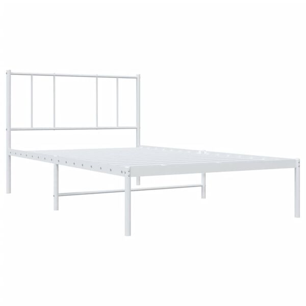 vidaXL Bettgestell mit Kopfteil Metall Wei&szlig; 90x200 cm