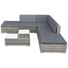 vidaXL 6-tlg. Garten-Lounge-Set mit Kissen Poly Rattan Grau