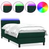 vidaXL Boxspringbett mit Matratze & LED Dunkelgr&uuml;n 90x210 cm Samt