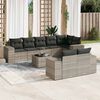 vidaXL 9-tlg. Garten-Sofagarnitur mit Kissen Hellgrau Poly Rattan