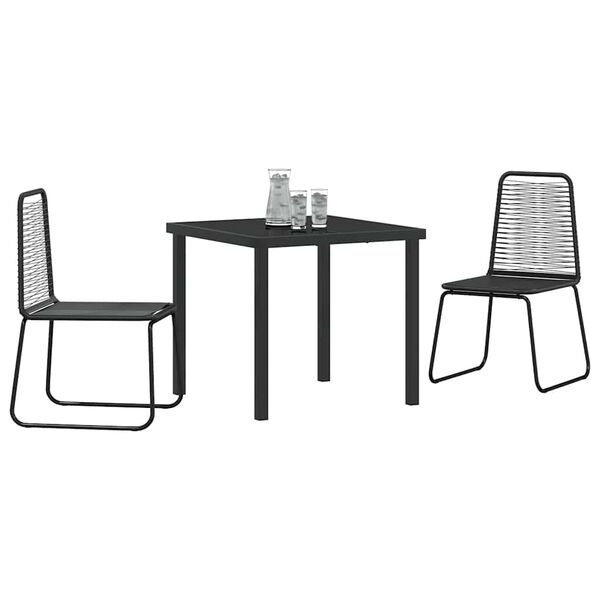 vidaXL Garten Essgruppe 3 pcs Schwarz Pulverbeschichteter Stahl