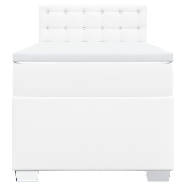 vidaXL Boxspringbett mit Matratze Wei&szlig; 90x190 cm Kunstleder