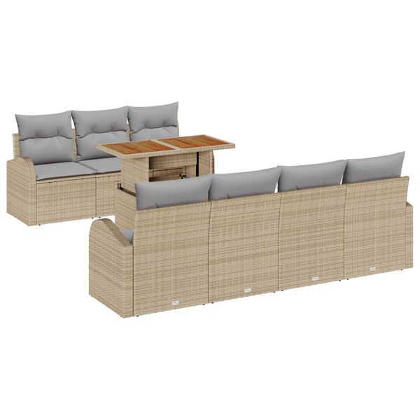 vidaXL Garten-Sofa-Set mit Speicher 8 pcs Beige Poly Rattan