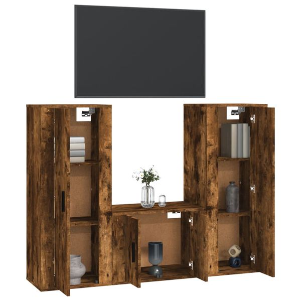 vidaXL 3-tlg. TV-Schrank-Set R&auml;uchereiche Holzwerkstoff