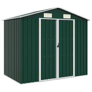 vidaXL Ger&auml;tehaus Gr&uuml;n 205x129x183 cm Verzinkter Stahl