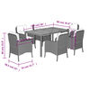 vidaXL 7-tlg. Garten-Essgruppe mit Kissen Schwarz Poly Rattan