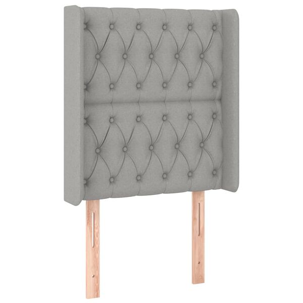 vidaXL LED Kopfteil Hellgrau 83x16x118/128 cm Stoff