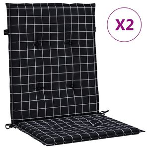 vidaXL Niedriglehner-Auflagen 2 Stk. Schwarz Karomuster Stoff