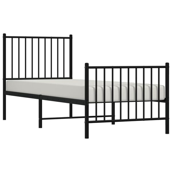 vidaXL Bettgestell mit Kopf- und Fu&szlig;teil Metall Schwarz 80x200 cm
