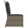 vidaXL Gartenbank Verstellbar mit Kissen Grau Poly Rattan