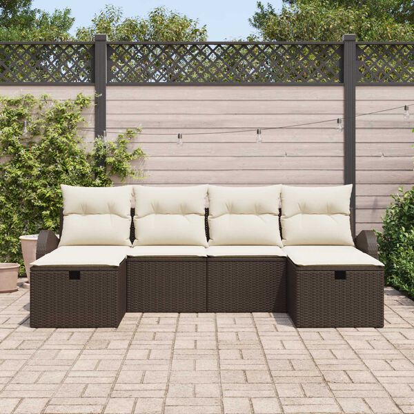 vidaXL Gartensofa-set mit Kissen mit Speicher 6 pcs Braun Poly-Rattan