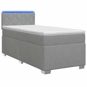 vidaXL Boxspringbett mit Matratze und LED Hellgrau 80 x 200 cm Stoff