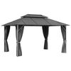 vidaXL Pavillon mit Seitenw&auml;nden & Doppeldach 3x4 m Anthrazit