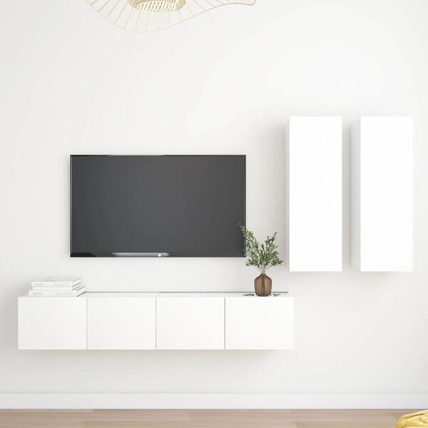 vidaXL 4-tlg. TV-Schrank-Set Wei&szlig; Holzwerkstoff