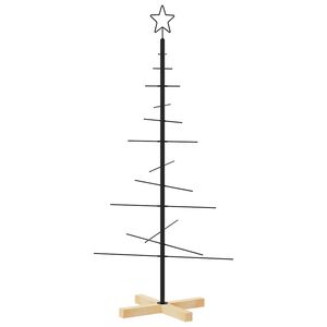 vidaXL Weihnachtsbaum Metall mit Holzst&auml;nder Schwarz 120 cm