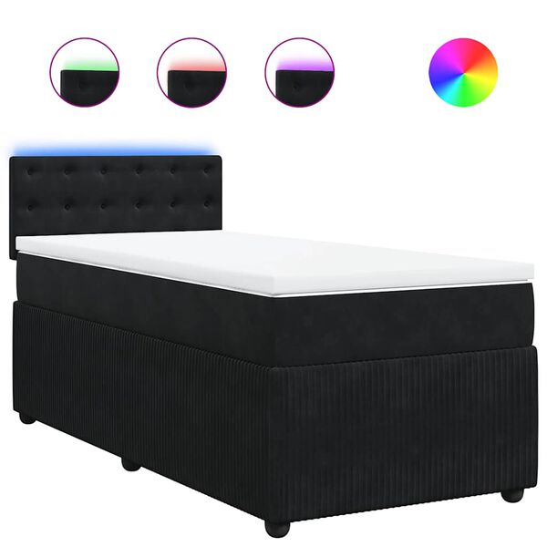 vidaXL Boxspringbett mit Matratze Schwarz 100x200 cm Samt