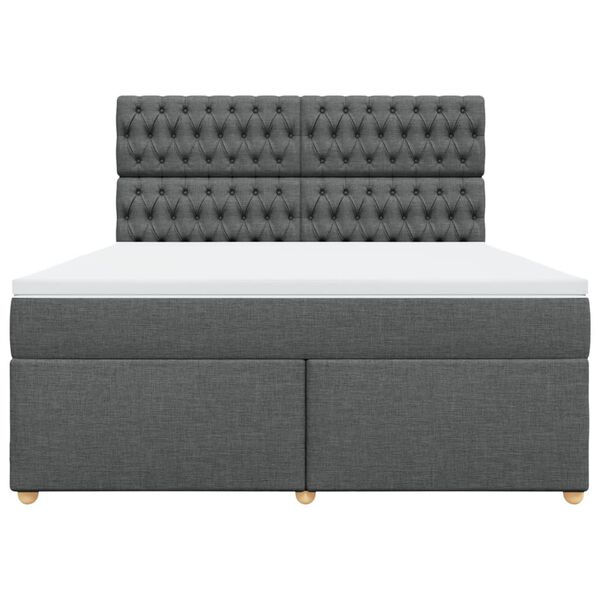 vidaXL Boxspringbett mit Matratze Dunkelgrau 180x200 cm Stoff
