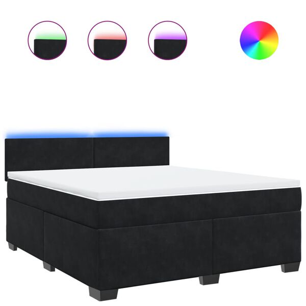 vidaXL Boxspringbett mit Matratze Schwarz 180x200 cm Samt