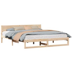 vidaXL Bettrahmen mit Kopfteil Natur 200 x 200 cm Massives Kiefernholz