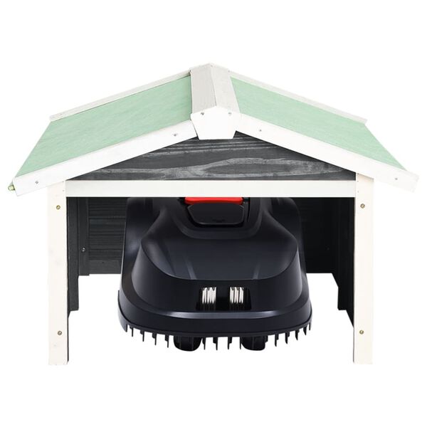 vidaXL Roboter-Rasenm&auml;her Garage 72x87x50 cm Grau Wei&szlig; Tannenholz