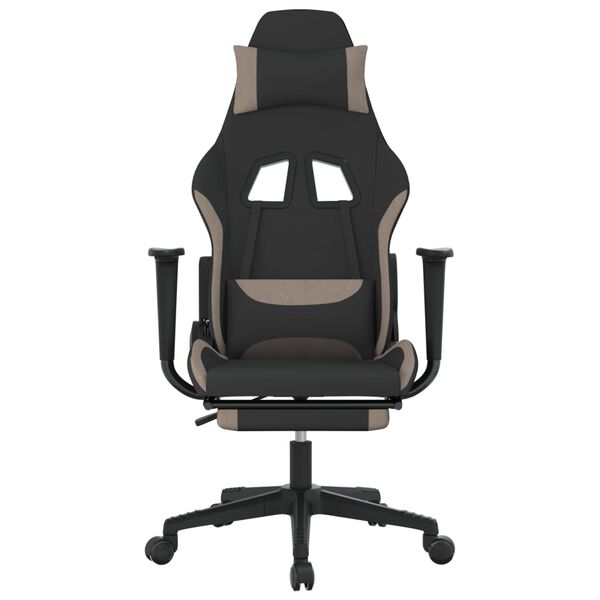 vidaXL Gaming-Stuhl mit Massage & Fu&szlig;st&uuml;tze Schwarz und Taupe Stoff