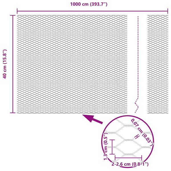 vidaXL Hexagonzaun Gr&uuml;n 0,4 x 10 m PVC