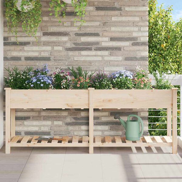 vidaXL Garten-Pflanzgefäß mit Regal Beige 203,5 x 53 x 76,5 cm