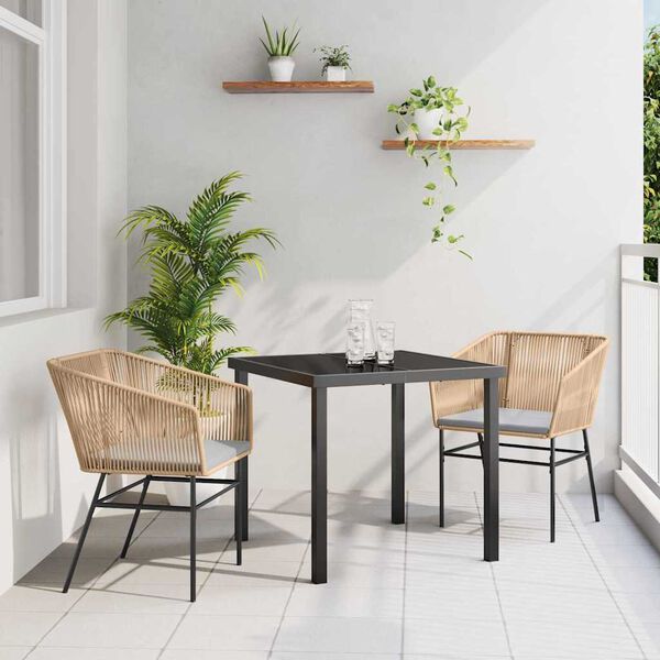 vidaXL Garten Essgruppe 3 pcs Braun Pulverbeschichteter Stahl