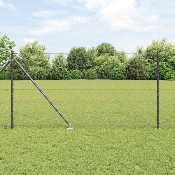 vidaXL Zaunpfosten Grau 10 x 1,4 m (36 mm Maschenweite) Stahl und PVC