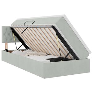 vidaXL LED-Speicherbett mit Matratze Hellgrau 100 x 200 cm Samt