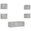 vidaXL 5-tlg. TV-Wohnwand mit LED-Leuchten Betongrau
