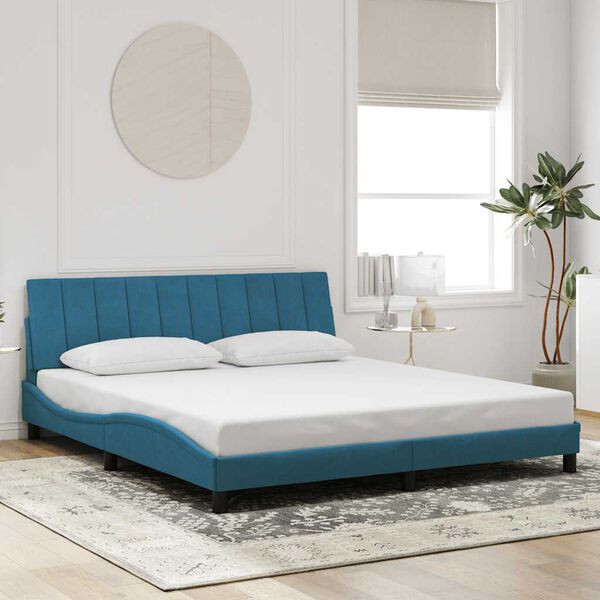 vidaXL Bettgestell ohne Matratze "Hanko" Blau 180x200 cm Samt