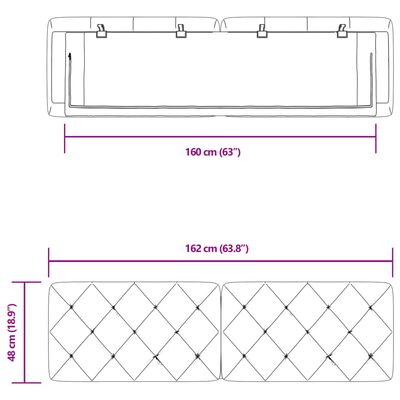 vidaXL Kopfteil-Kissen Blau 160 cm Samt