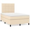 vidaXL Boxspringbett mit Matratze & LED Creme 120x190 cm Stoff