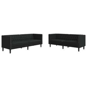 vidaXL Wohnzimmer Couch 2 Stk. Schwarz Kunstleder