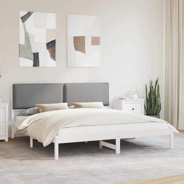 vidaXL Bettgestell mit gepolstertem Kopfteil Hellgrau 180 x 200 cm