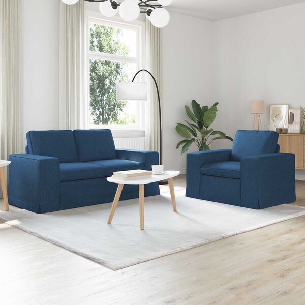 vidaXL Sofa 120cm 2 pcs Blau Metall